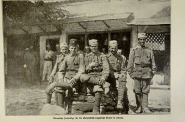 1917 - alter Druck - Albanische Freiwillige für die österreichisch-ungarische Armee in Tirana